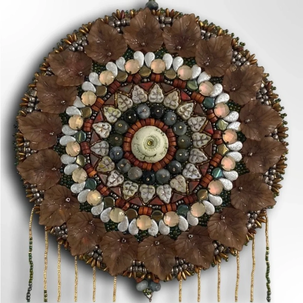 Bead Embroidered Art Meditation Mandala Wall Hanging